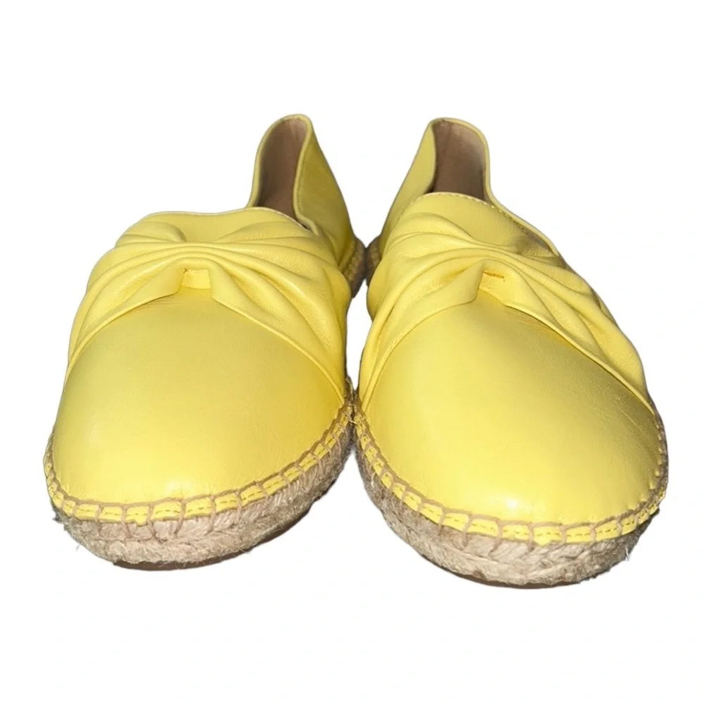 NEW Talbots Izzy Cinched Nappa Yellow Leather Espadrilles in Lemon Chiffon - 9.5